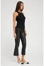 CROP FLARE LEATHER PANT IN BLACK