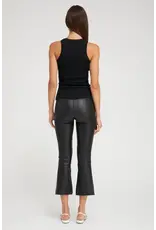 CROP FLARE LEATHER PANT IN BLACK