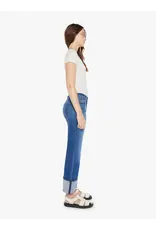 MOTHER DENIM CHECKERBOARD DUSTER FLOOD CUFF IN BUNNY HOP