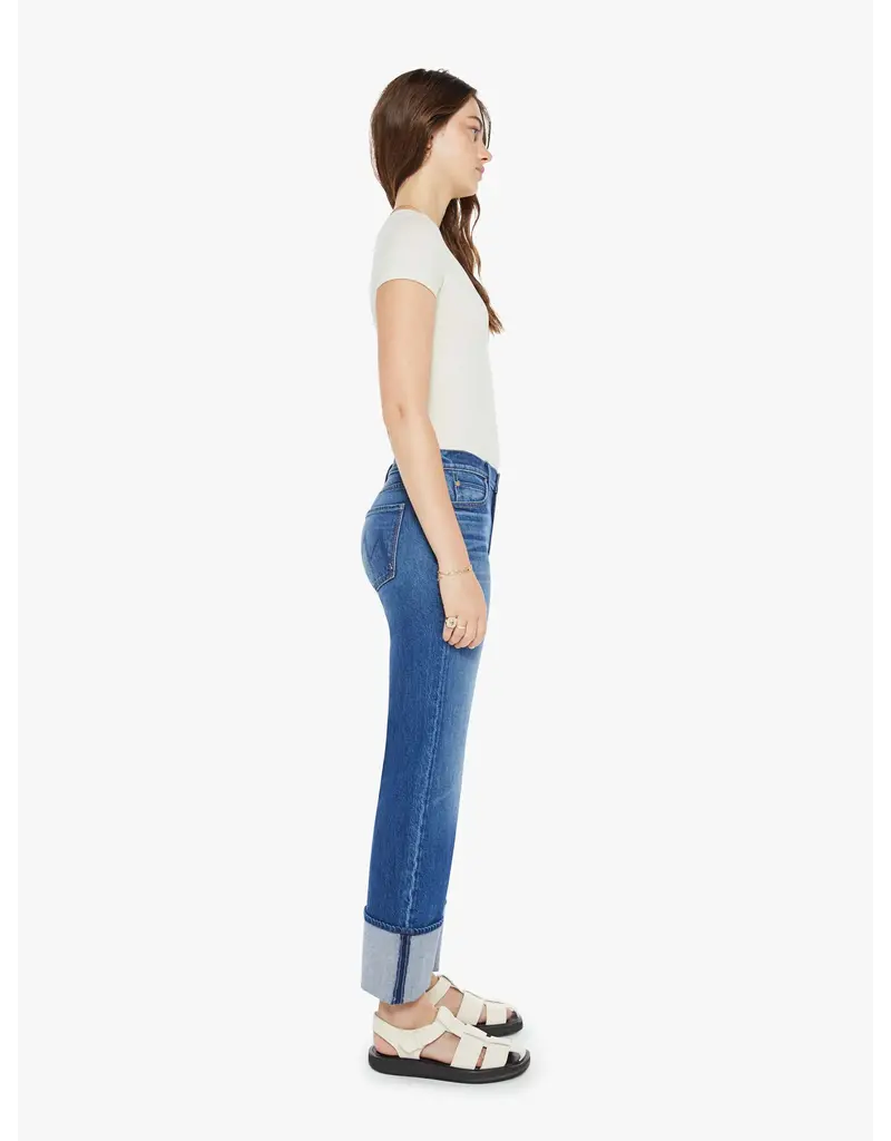 MOTHER DENIM CHECKERBOARD DUSTER FLOOD CUFF IN BUNNY HOP