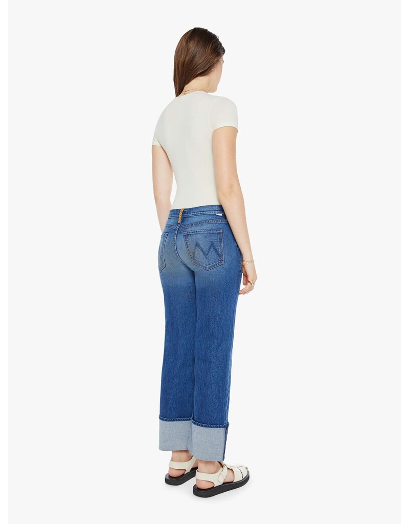 MOTHER DENIM CHECKERBOARD DUSTER FLOOD CUFF IN BUNNY HOP