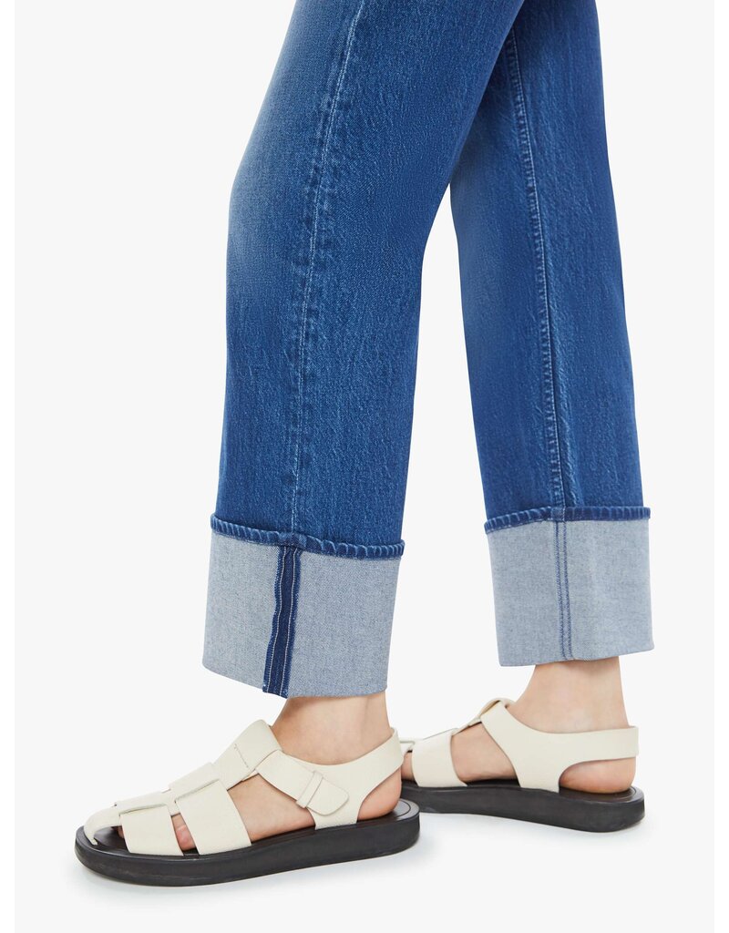 MOTHER DENIM CHECKERBOARD DUSTER FLOOD CUFF IN BUNNY HOP