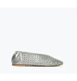 FREDA SALVADOR RILEY OPEN WEAVE BALLET FLAT IN SILVER