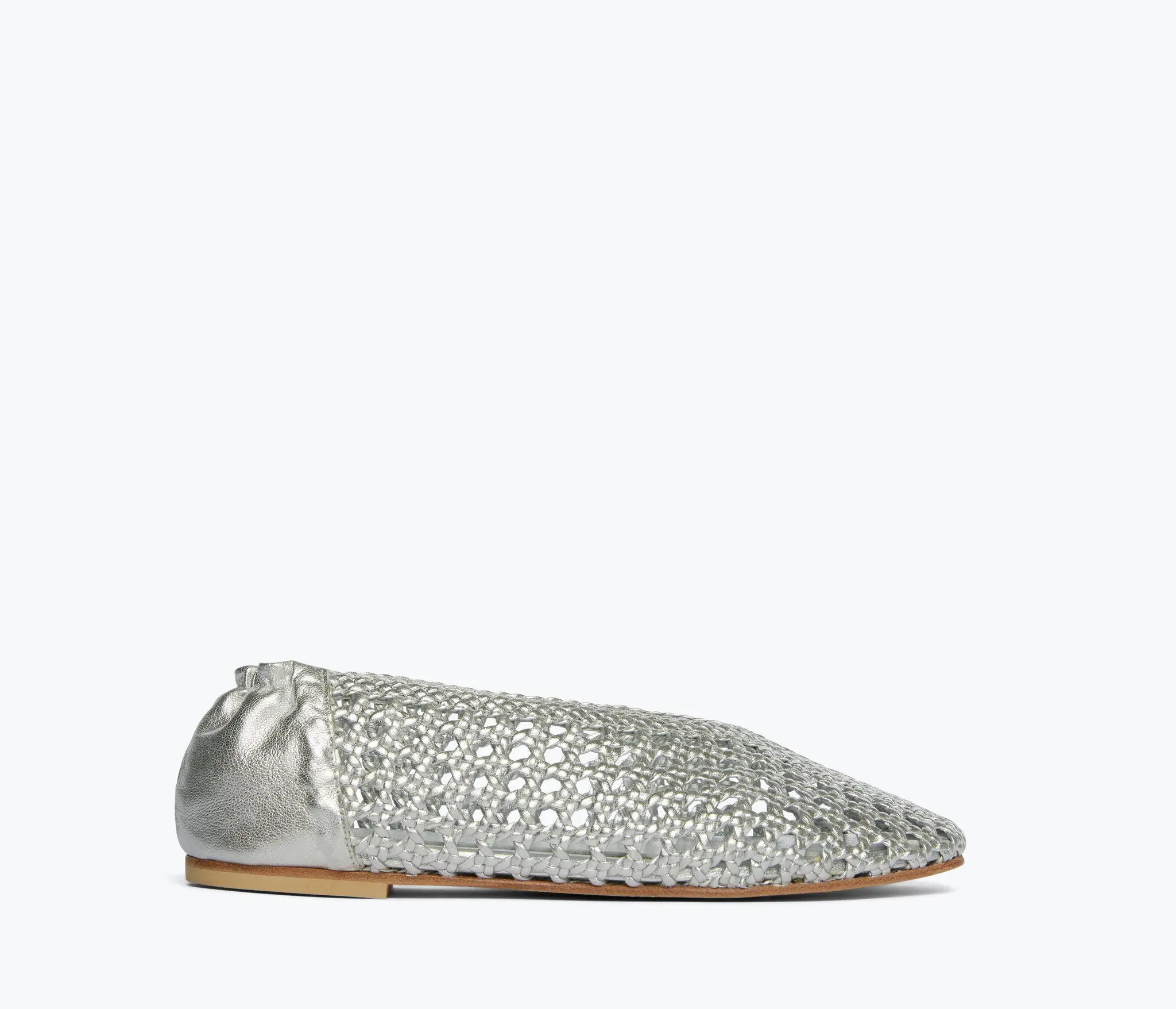 FREDA SALVADOR RILEY OPEN WEAVE BALLET FLAT IN SILVER