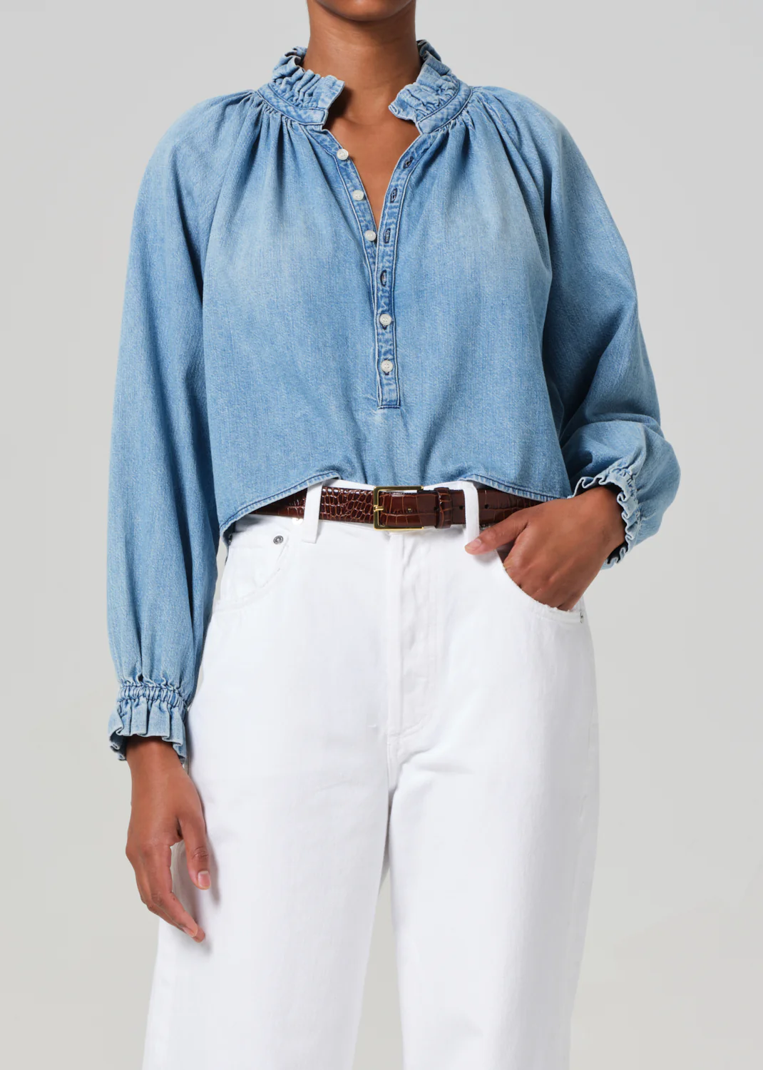 CITIZENS OF HUMANITY IRIS RUFFLED TOP IN ROWAN