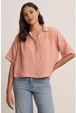 VELVET BY GRAHAM & SPENCER ROWAN LINEN BUTTON UP IN FLIRTY