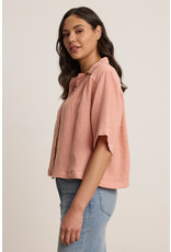 VELVET BY GRAHAM & SPENCER ROWAN LINEN BUTTON UP IN FLIRTY