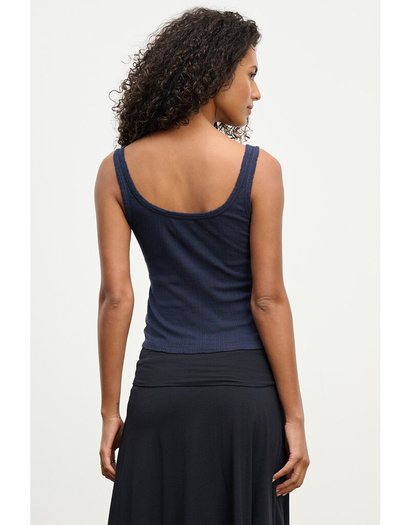 VELVET BY GRAHAM & SPENCER ADELLE POINTELLE TANK IN NAVY