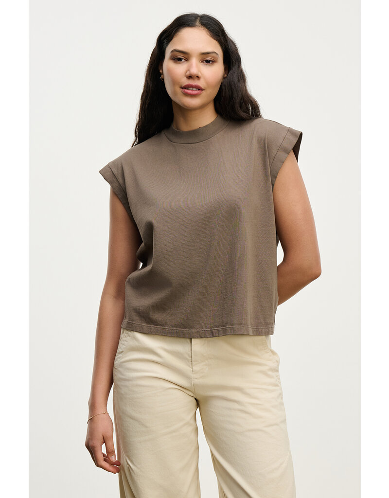 VELVET BY GRAHAM & SPENCER ASYA VINTAGE COTTON TEE IN MALT