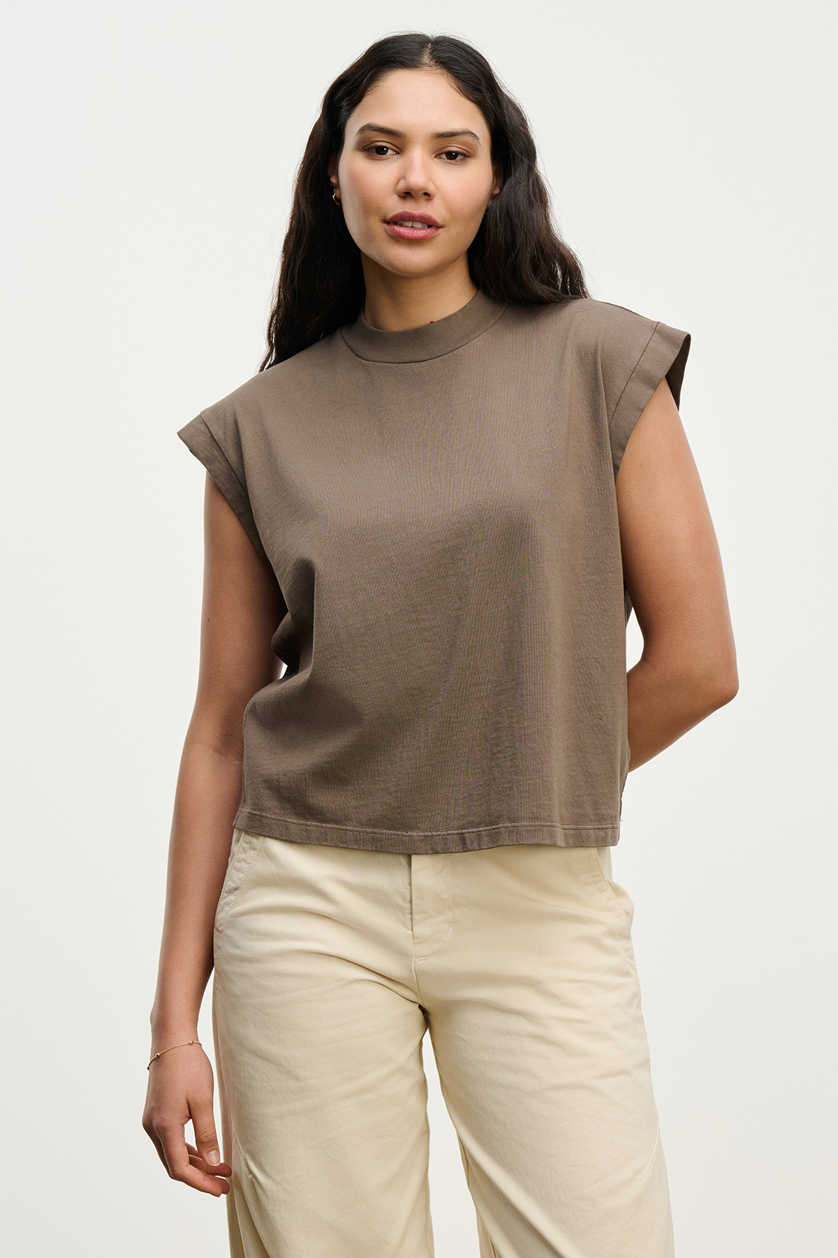 VELVET BY GRAHAM & SPENCER ASYA VINTAGE COTTON TEE IN MALT