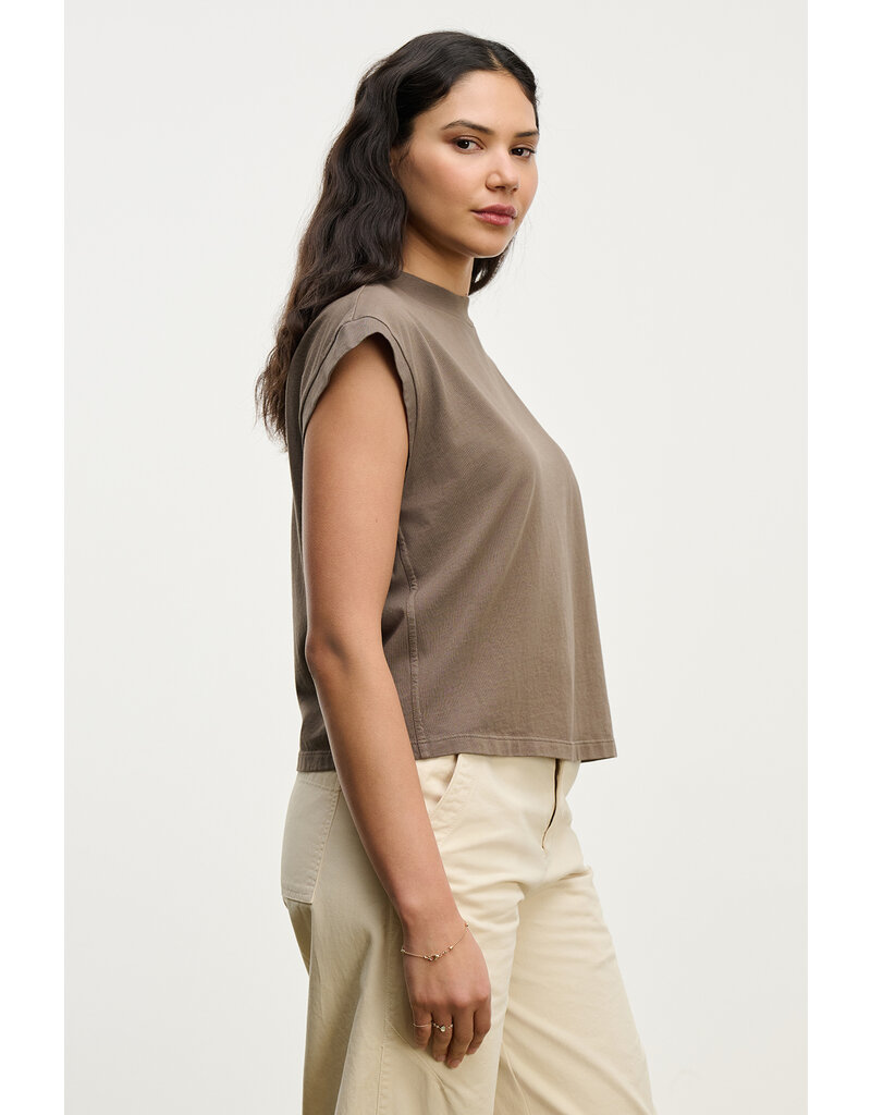 VELVET BY GRAHAM & SPENCER ASYA VINTAGE COTTON TEE IN MALT