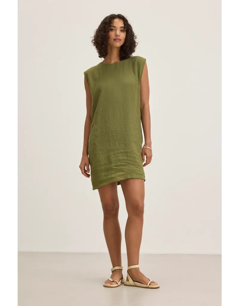 VELVET BY GRAHAM & SPENCER LARA LINEN DRESS IN SAP