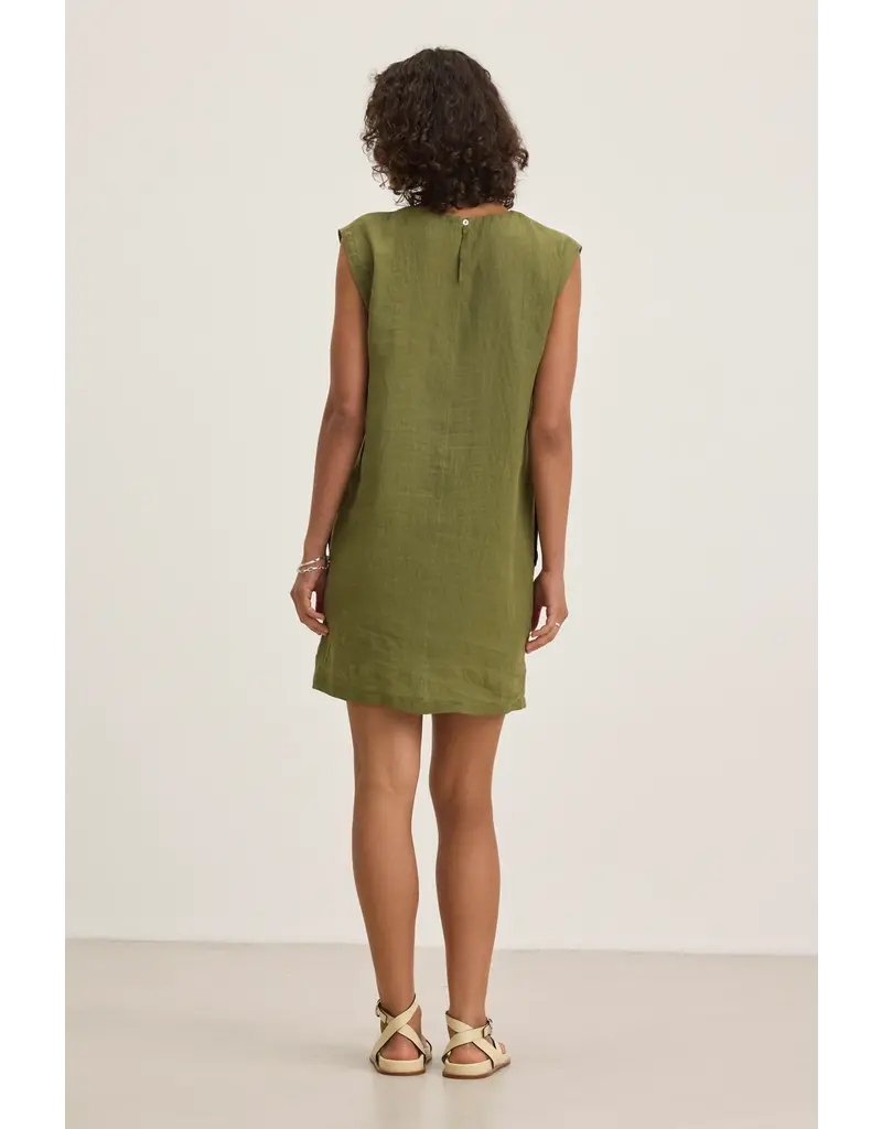 VELVET BY GRAHAM & SPENCER LARA LINEN DRESS IN SAP