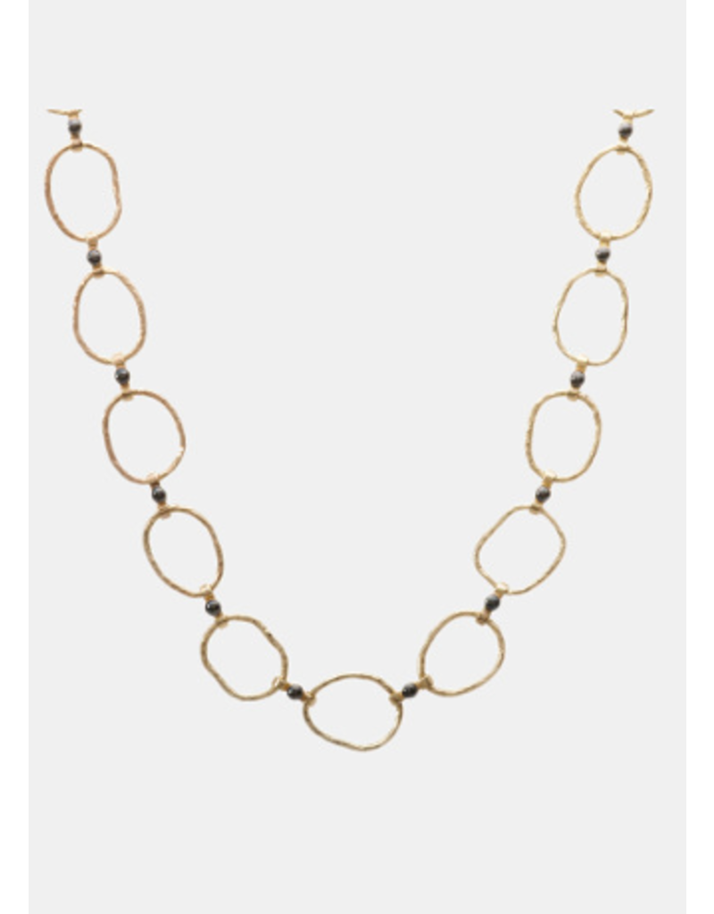 5 OCTOBRE JANIE "ELLIPSIS" NECKLACE 24 K GOLD, BLACK RHODIUM SILVER