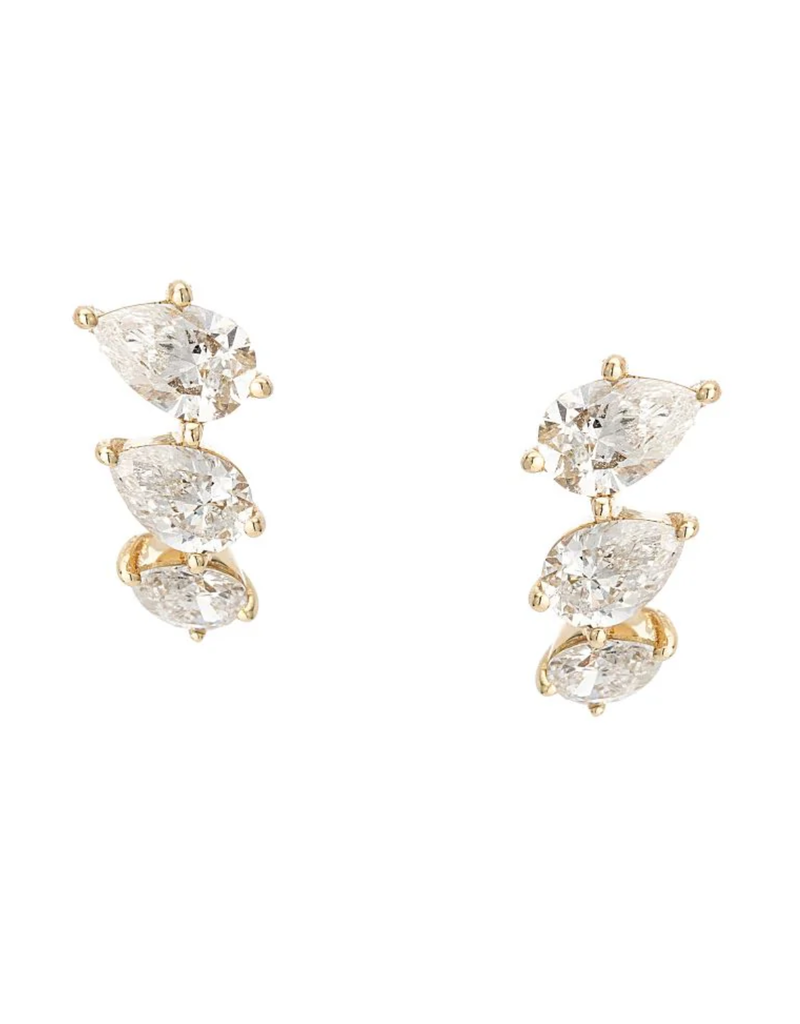ADINA REYTER PEAR DIAMOND J HOOPS - LAB GROWN Y14
