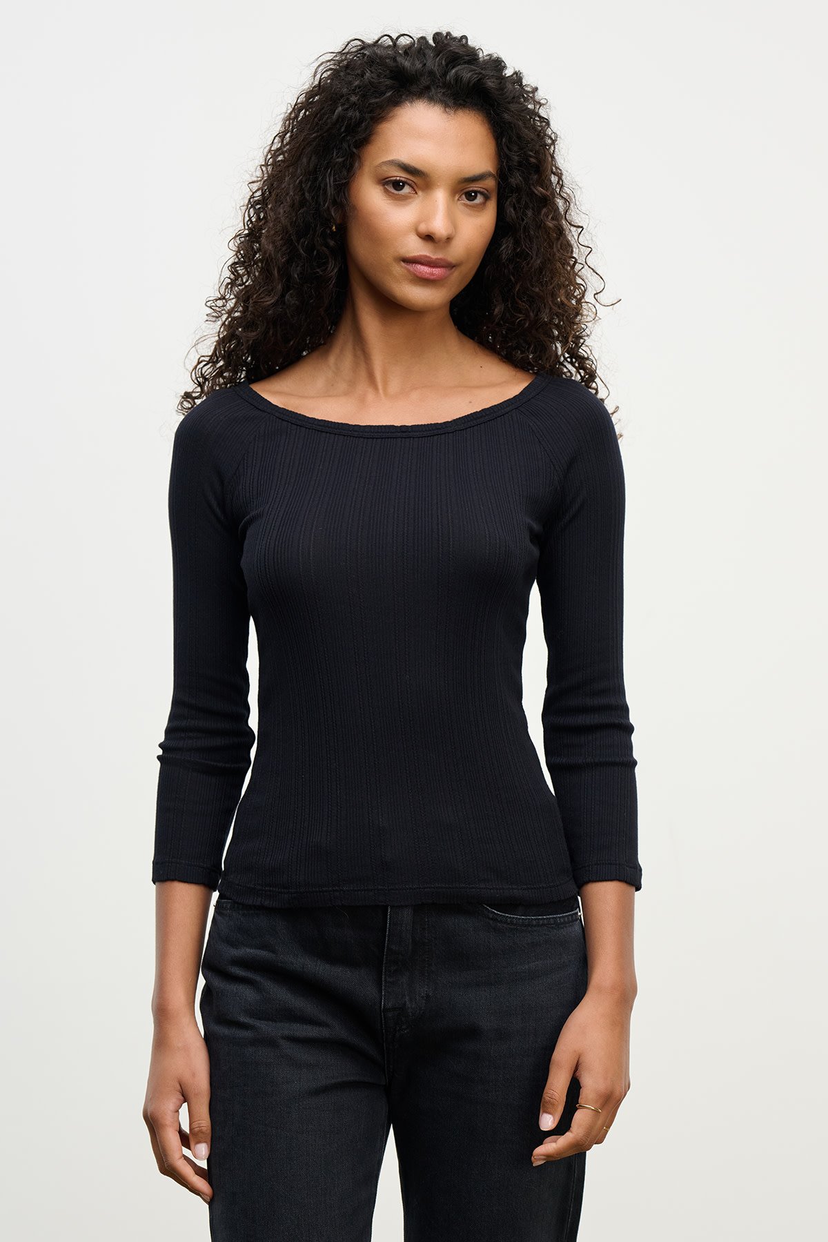 VELVET BY GRAHAM & SPENCER NIMA SHIRT IN BLK