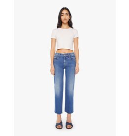 MOTHER DENIM MID RISE RAMBLER ZIP ANKLE FRAY IN DUGOUT DOOBIES