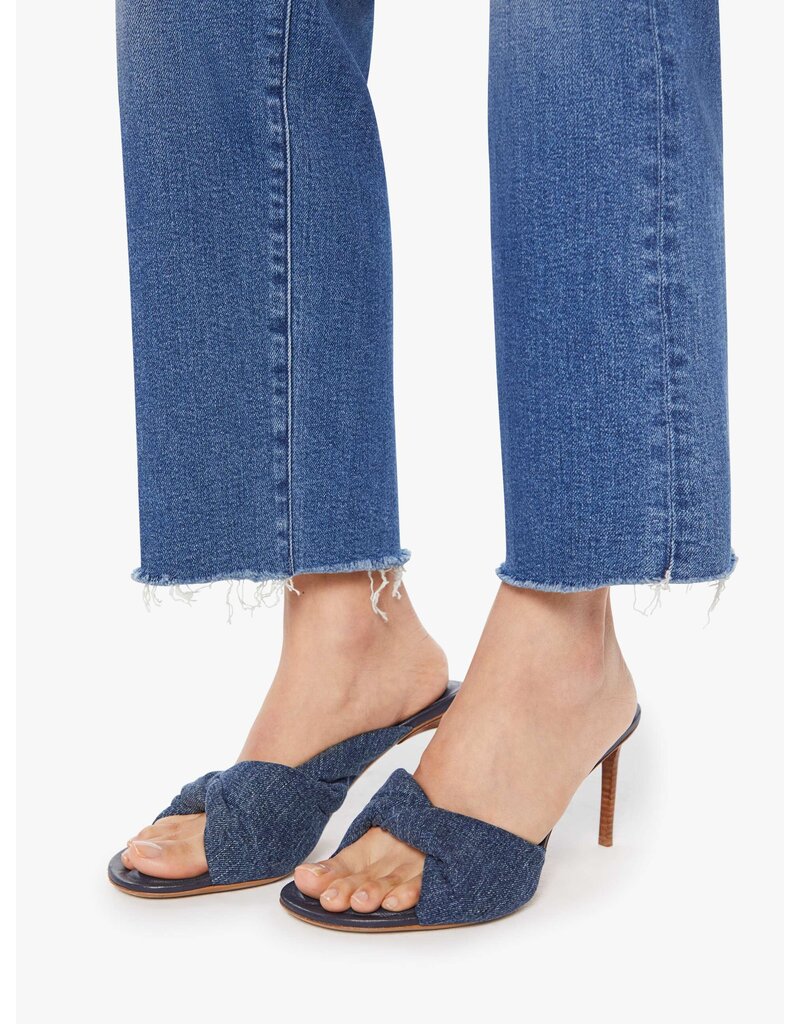 MOTHER DENIM MID RISE RAMBLER ZIP ANKLE FRAY IN DUGOUT DOOBIES