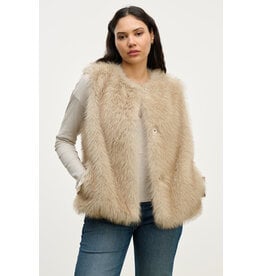 VELVET BY GRAHAM & SPENCER ANASTASIA FAUX FUR VEST IN TAUPE