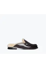 FREDA SALVADOR TEMI SHEARLING PENNY LOAFER MULE IN ESPRESSO