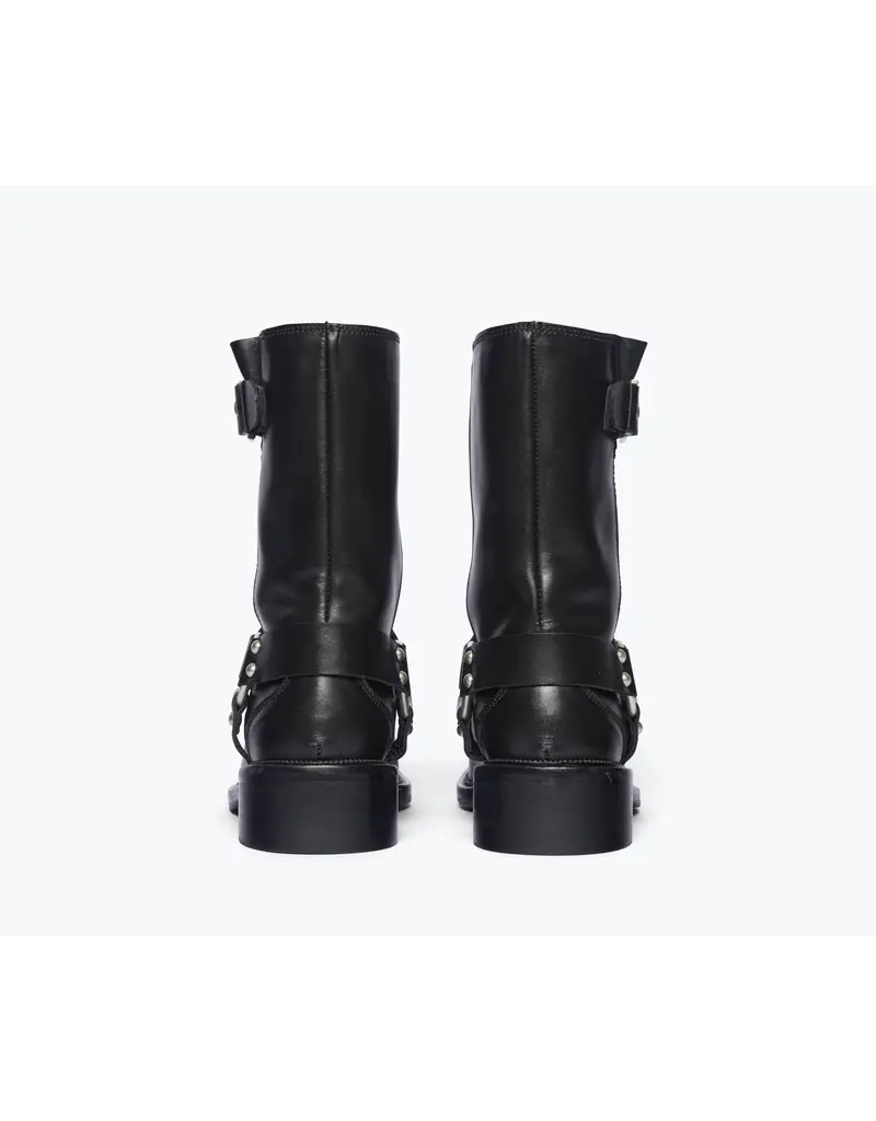FREDA SALVADOR AERI MOTO BOOT IN BLACK CALF WITH SILVER HARDWARE