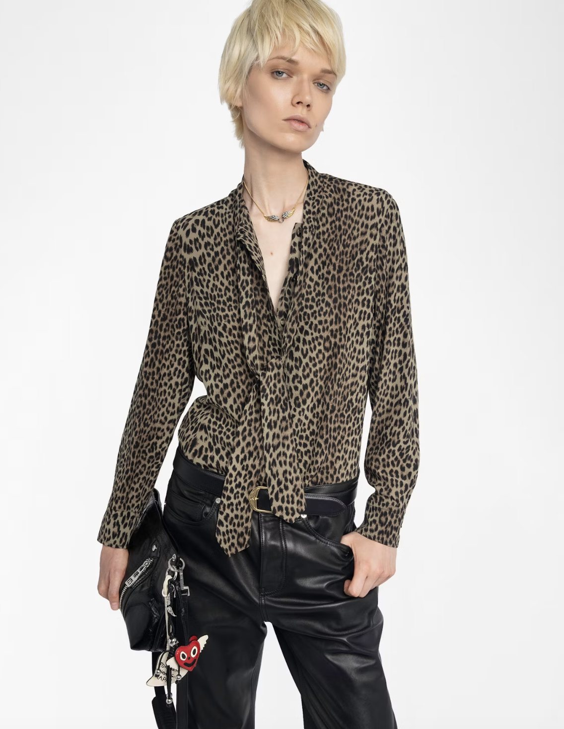 TULBA SATIN SHIRT IN LEAVES