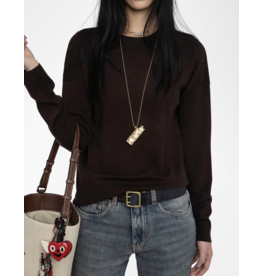 CICI PATCH HEART SWEATER IN DARK CHOCOLATE