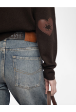 CICI PATCH HEART SWEATER IN DARK CHOCOLATE
