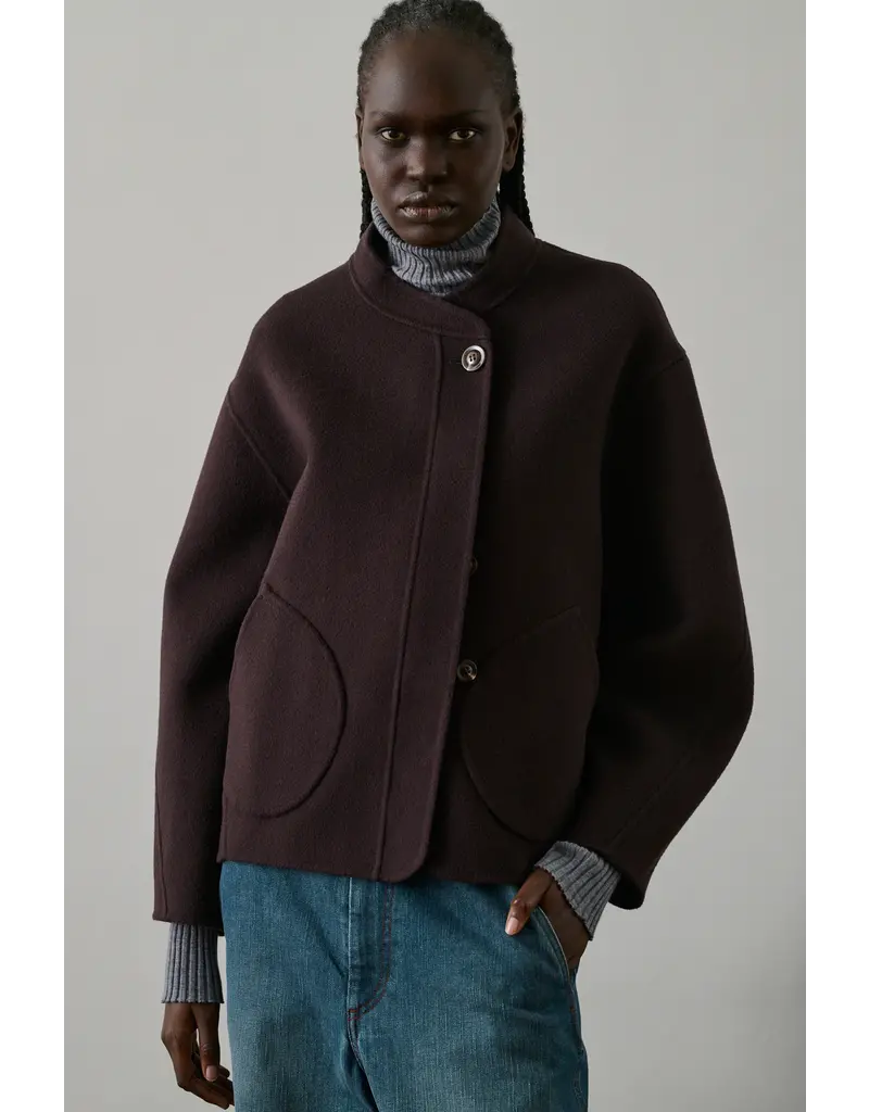 SOEUR WINDSOR COAT IN AUBERGINE