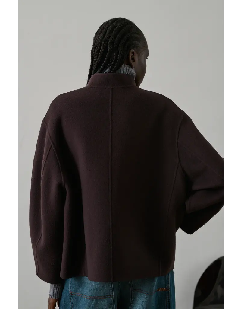 SOEUR WINDSOR COAT IN AUBERGINE