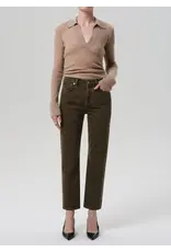 CITIZENS OF HUMANITY BLAINE HIGH RISE STRAIGHT IN OLIVINE ZEBRA