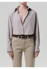 CITIZENS OF HUMANITY ANA CROPPED SHIRT IN NOBLE STRIPE