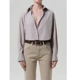 CITIZENS OF HUMANITY ANA CROPPED SHIRT IN NOBLE STRIPE