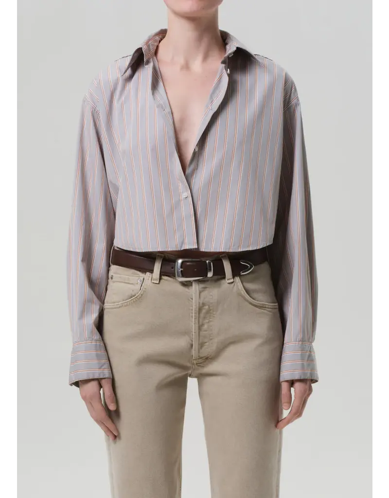 CITIZENS OF HUMANITY ANA CROPPED SHIRT IN NOBLE STRIPE