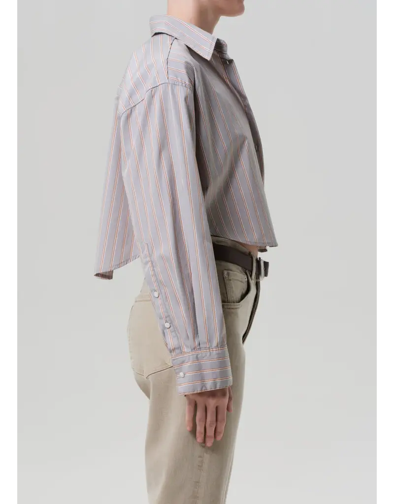 CITIZENS OF HUMANITY ANA CROPPED SHIRT IN NOBLE STRIPE