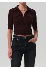 CITIZENS OF HUMANITY AMINA POLO SHIRT IN MAHOGANY