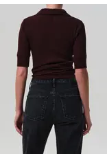 CITIZENS OF HUMANITY AMINA POLO SHIRT IN MAHOGANY