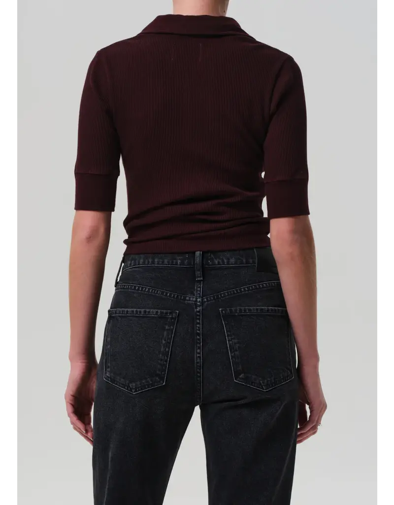 CITIZENS OF HUMANITY AMINA POLO SHIRT IN MAHOGANY