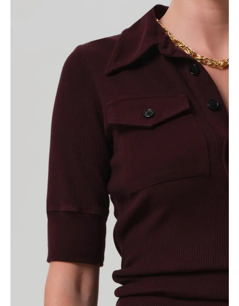 CITIZENS OF HUMANITY AMINA POLO SHIRT IN MAHOGANY