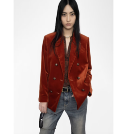 VASKA VELVET BLAZER IN BURN