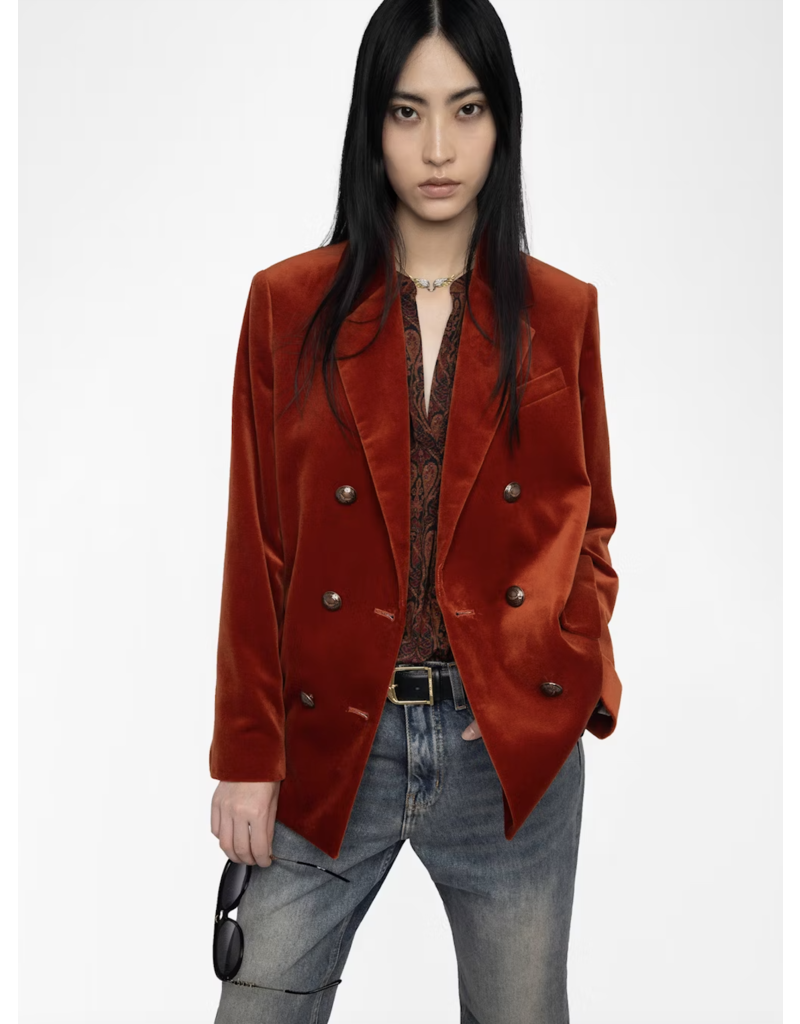 VASKA VELVET BLAZER IN BURN