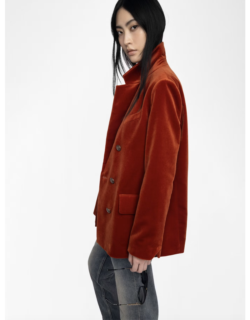 VASKA VELVET BLAZER IN BURN