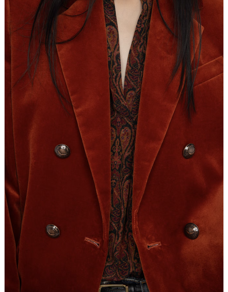 VASKA VELVET BLAZER IN BURN