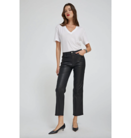 5 POCKET LEATHER ANKLE FLARE IN BLACK