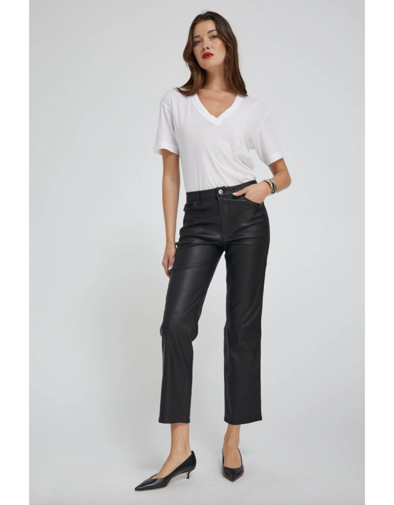 5 POCKET LEATHER ANKLE FLARE IN BLACK