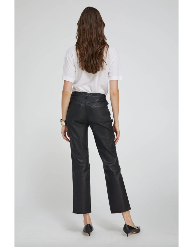5 POCKET LEATHER ANKLE FLARE IN BLACK