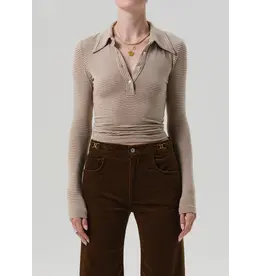 CITIZENS OF HUMANITY SHAEA POLO IN CHILTERN OATMEAL STRIPE