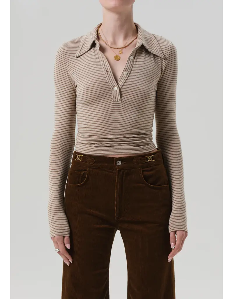 CITIZENS OF HUMANITY SHAEA POLO IN CHILTERN OATMEAL STRIPE
