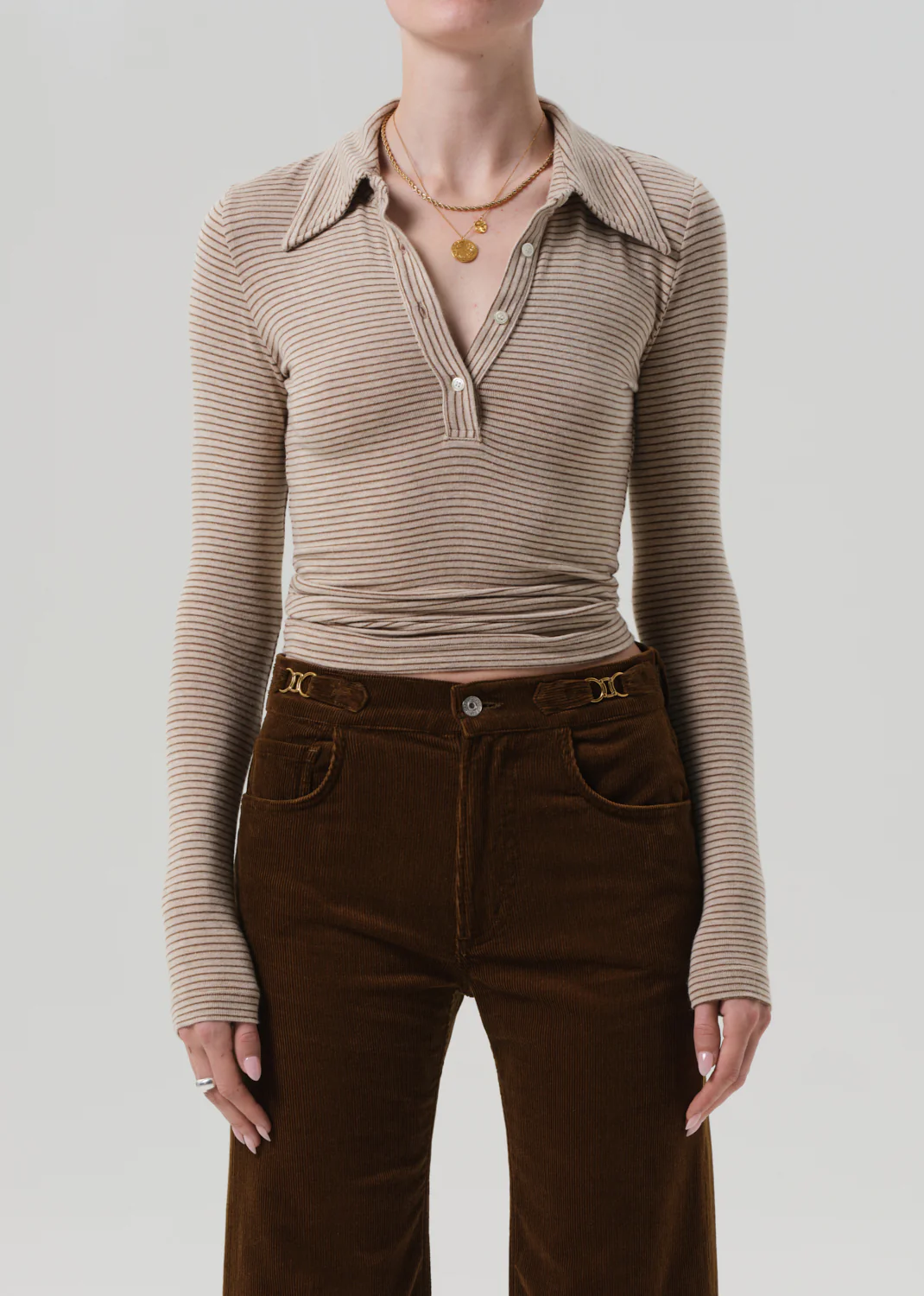 CITIZENS OF HUMANITY SHAEA POLO IN CHILTERN OATMEAL STRIPE