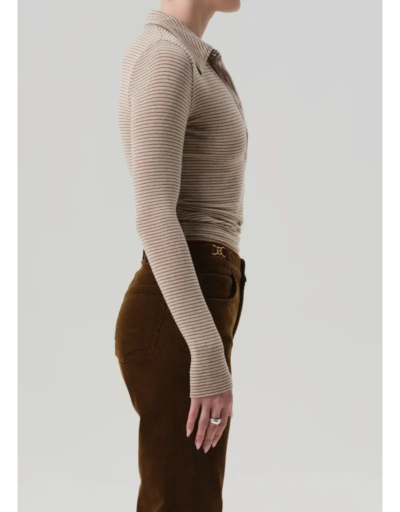 CITIZENS OF HUMANITY SHAEA POLO IN CHILTERN OATMEAL STRIPE